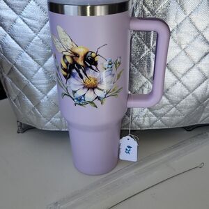 Simply Pretty Hand Crafted Lavender Bee and Floral 40oz Tumbler NEW